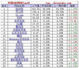中國(guó)sns網(wǎng)站排行